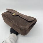 Chanel Flap Maxi Suede Dark Brown GHW