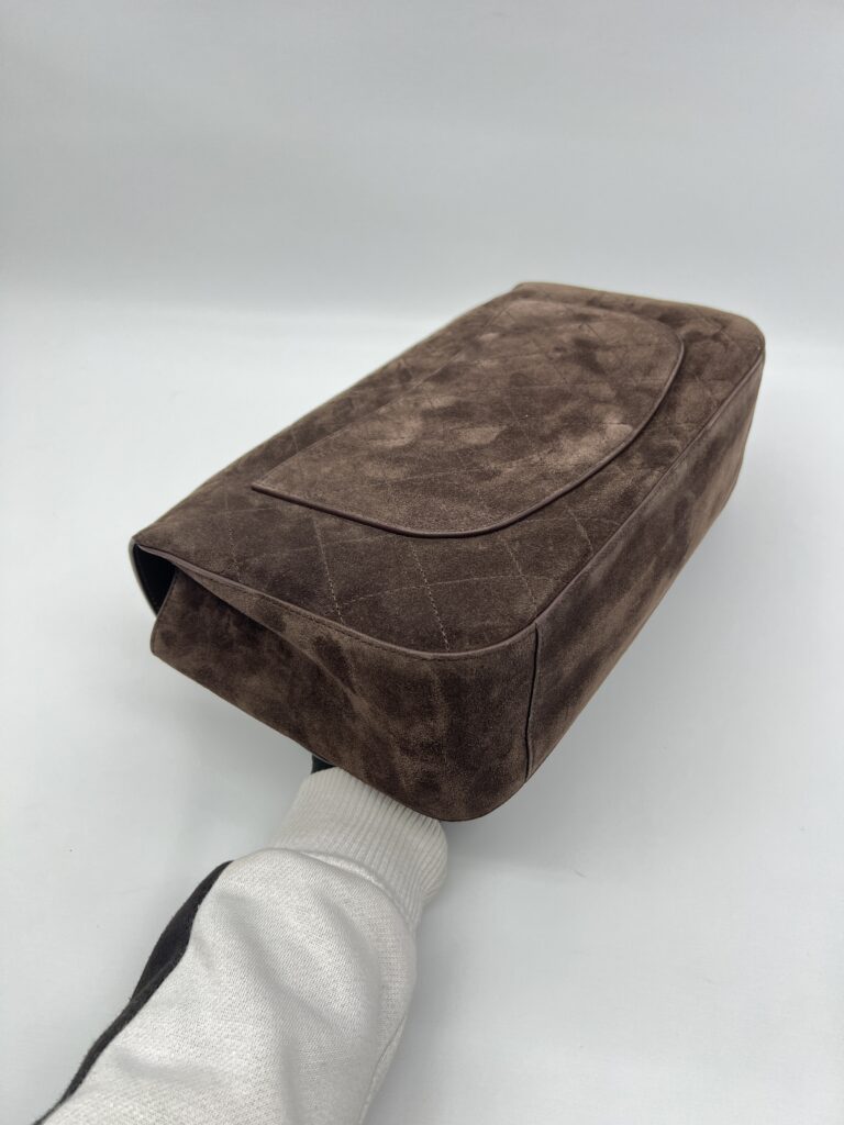 Chanel Flap Maxi Suede Dark Brown GHW