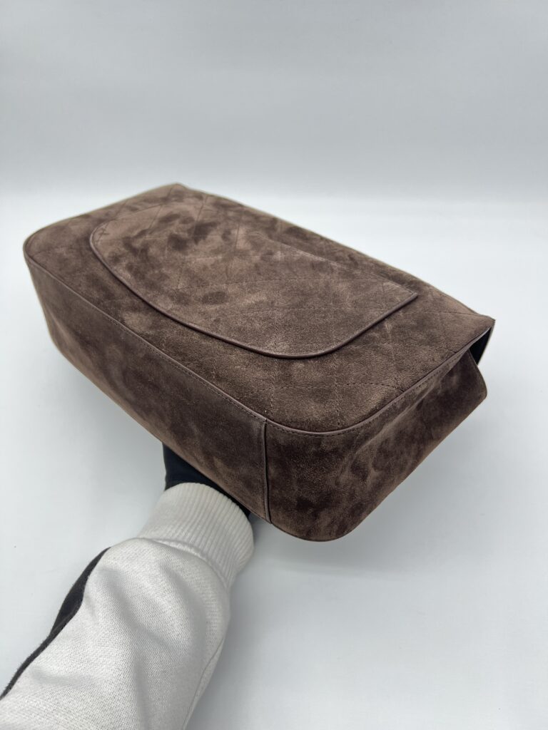 Chanel Flap Maxi Suede Dark Brown GHW