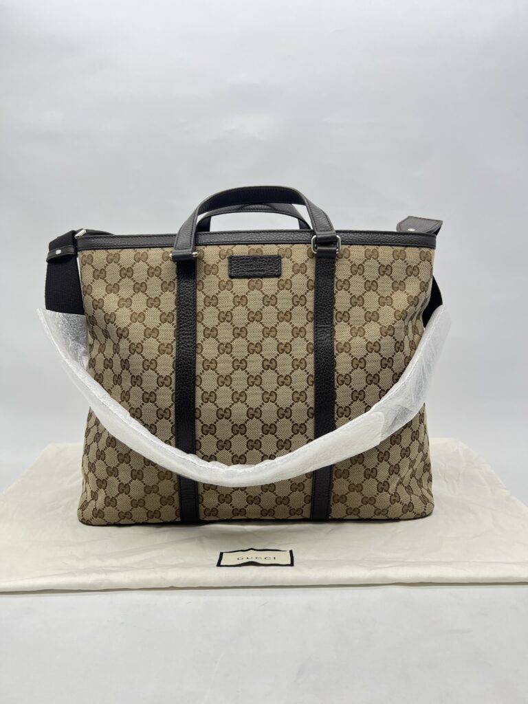 Gucci Large Tote Bag GG Canvas Dark Brown SHW