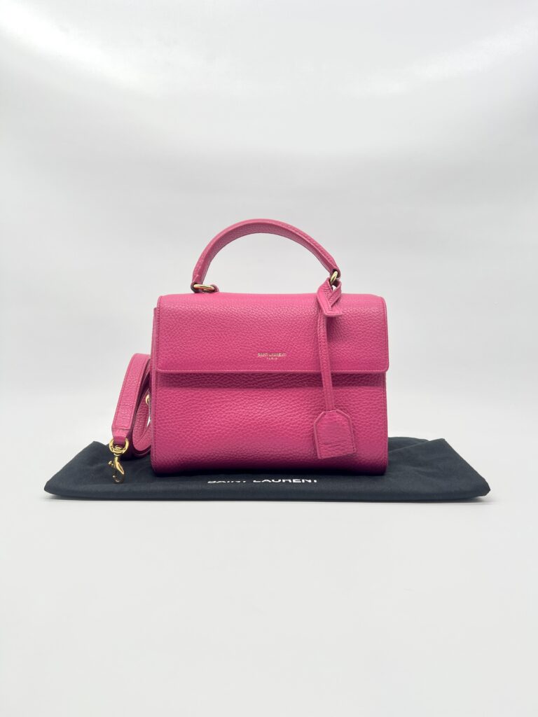 Saint Laurent Moujik Top Handle Grained Pink GHW