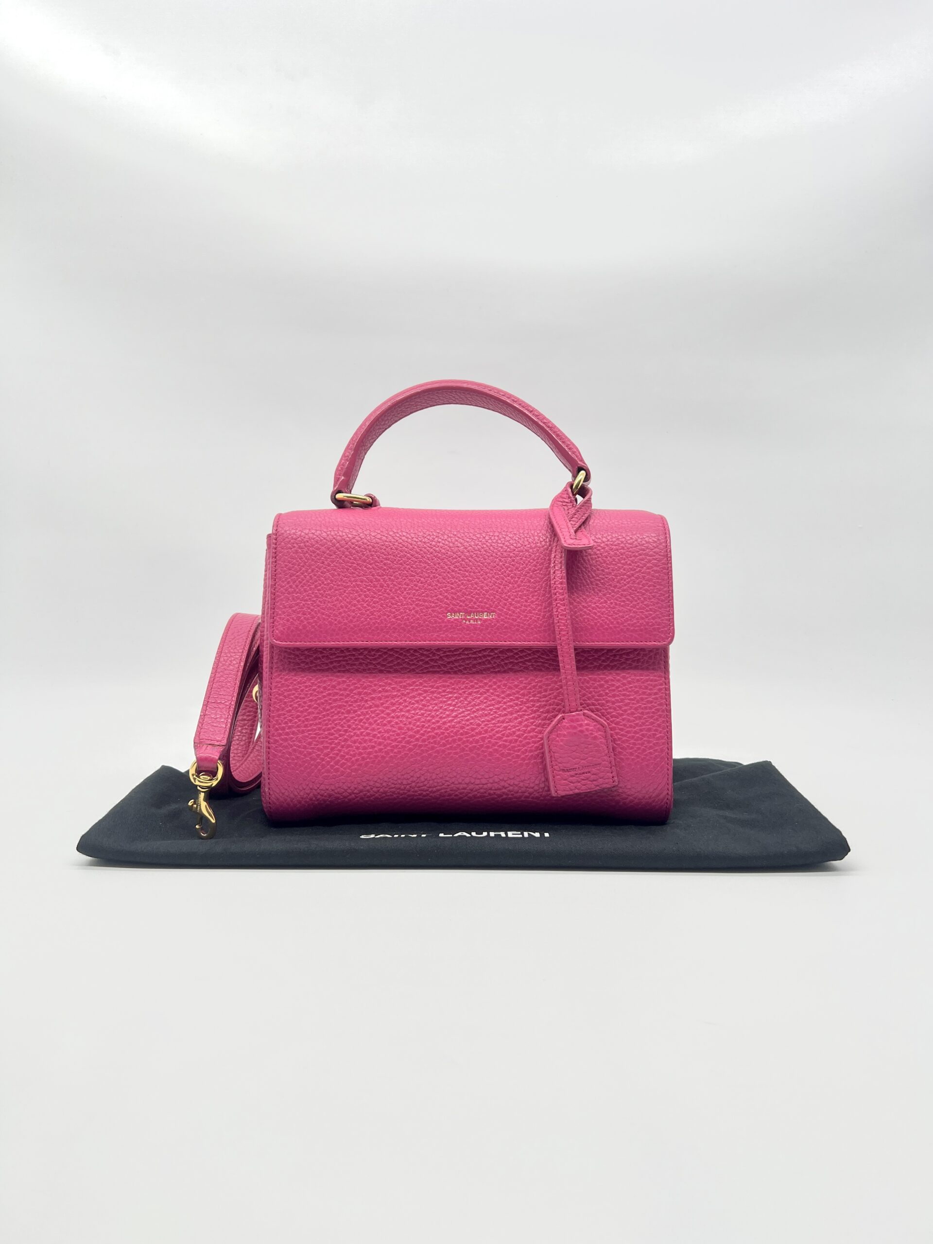 Saint Laurent Moujik Top Handle Grained Pink GHW