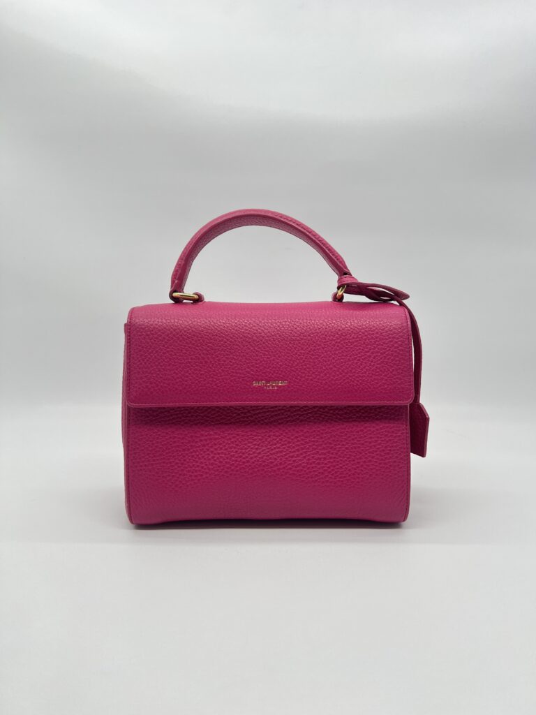 Saint Laurent Moujik Top Handle Grained Pink GHW