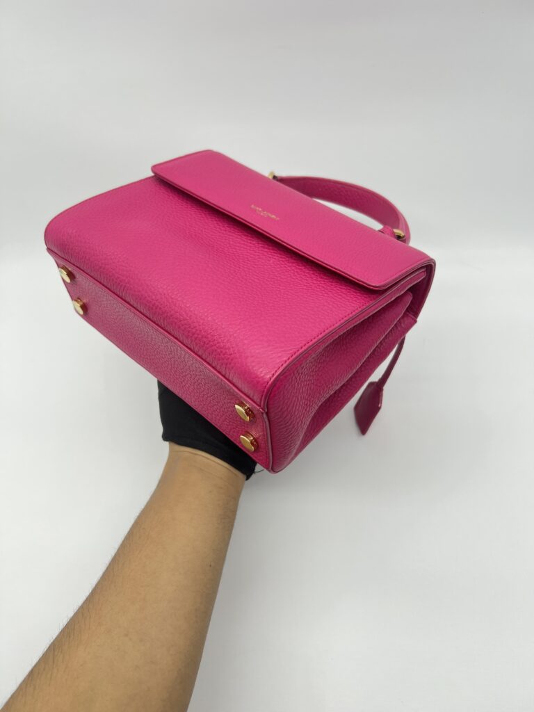 Saint Laurent Moujik Top Handle Grained Pink GHW