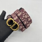 Dior Saddle Belt Oblique Canvas Bordeaux GHW