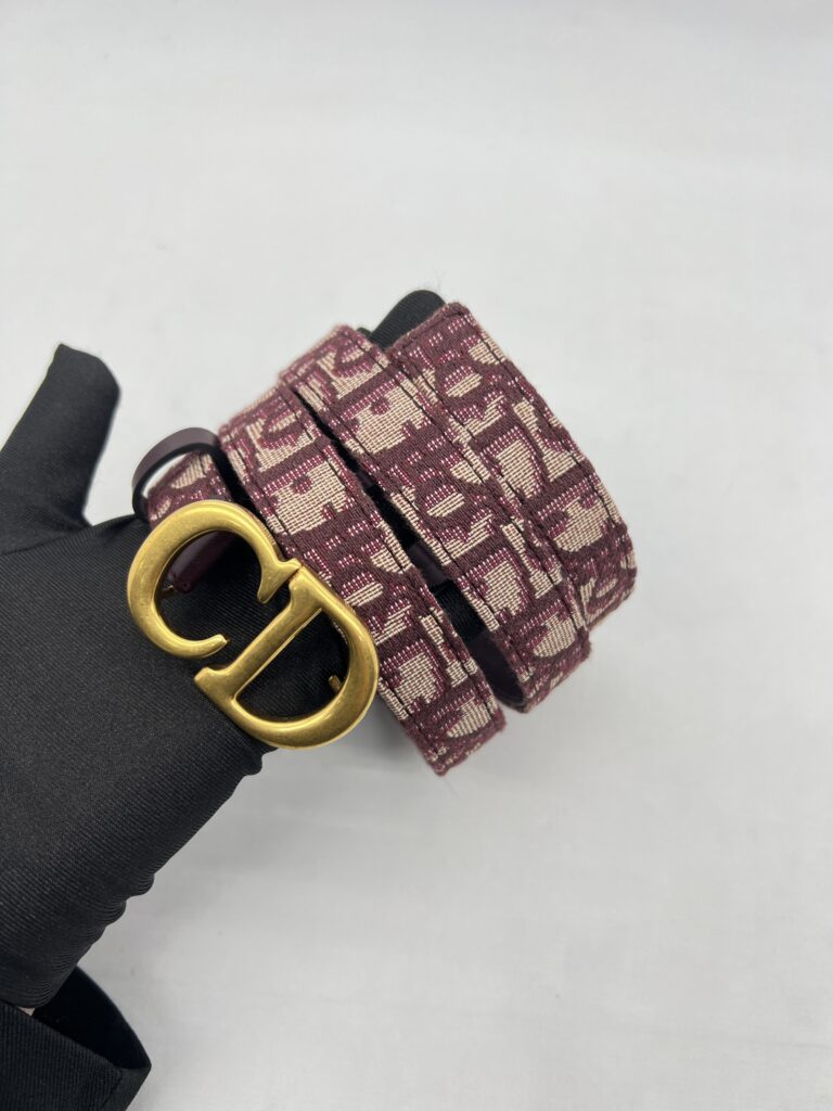 Dior Saddle Belt Oblique Canvas Bordeaux GHW