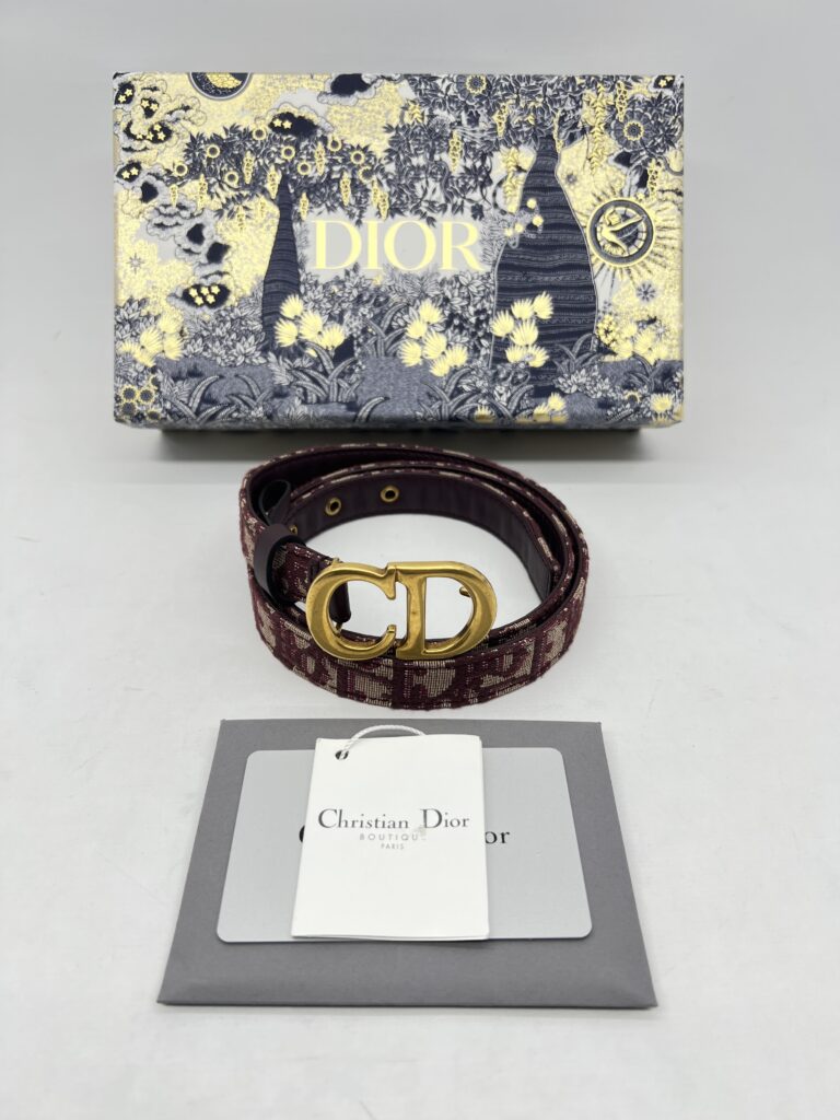 Dior Saddle Belt Oblique Canvas Bordeaux GHW