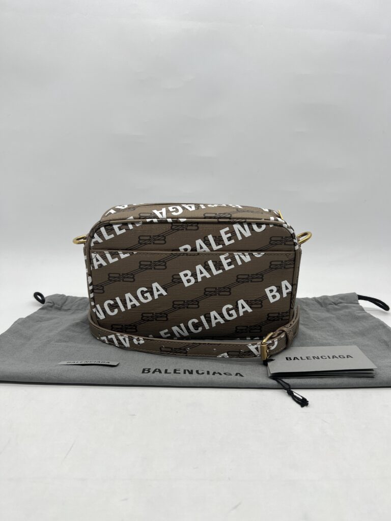 Balenciaga Camera Slingbag BB All Over Logo Brown GHW