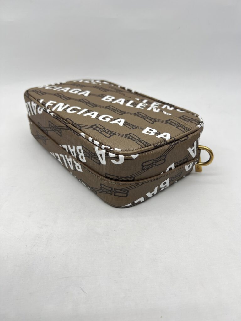 Balenciaga Camera Slingbag BB All Over Logo Brown GHW