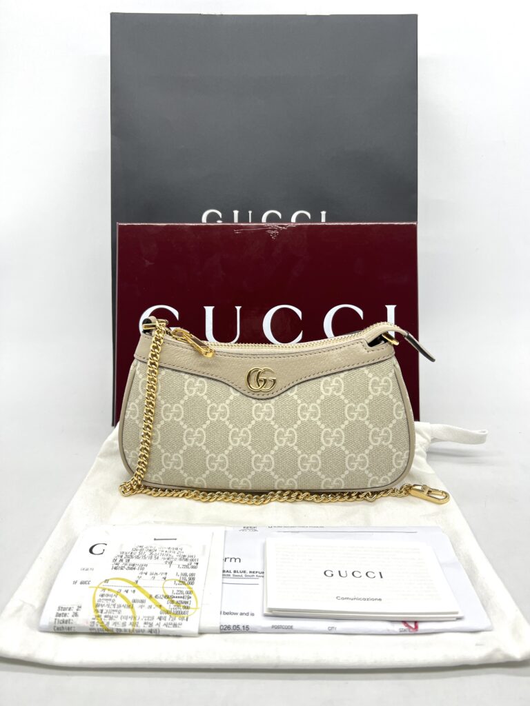 Gucci Ophidia Mini Bag GG Supreme Beige White GHW