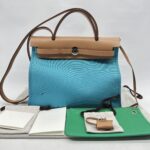 Hermes Herbag 31 Toile Officier Blue Azteque/Naturel Sable AR