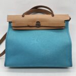 Hermes Herbag 31 Toile Officier Blue Azteque/Naturel Sable AR