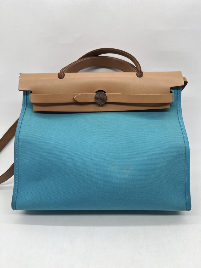 Hermes Herbag 31 Toile Officier Blue Azteque/Naturel Sable AR