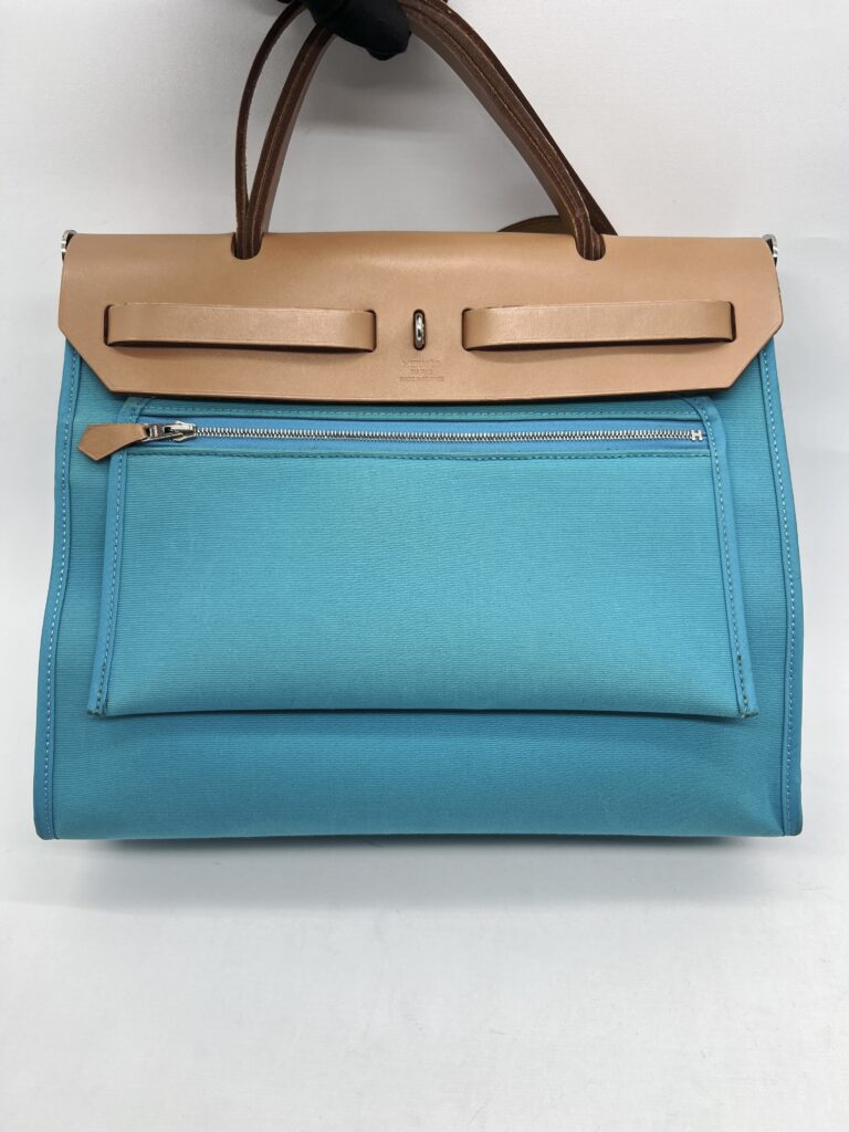 Hermes Herbag 31 Toile Officier Blue Azteque/Naturel Sable AR