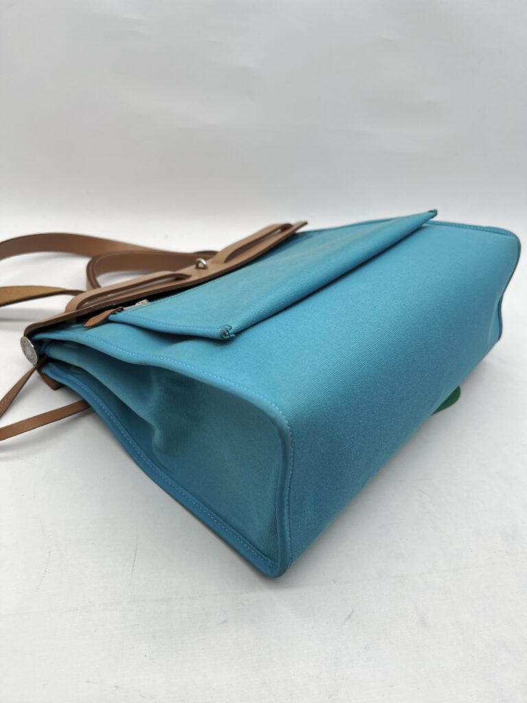 Hermes Herbag 31 Toile Officier Blue Azteque/Naturel Sable AR