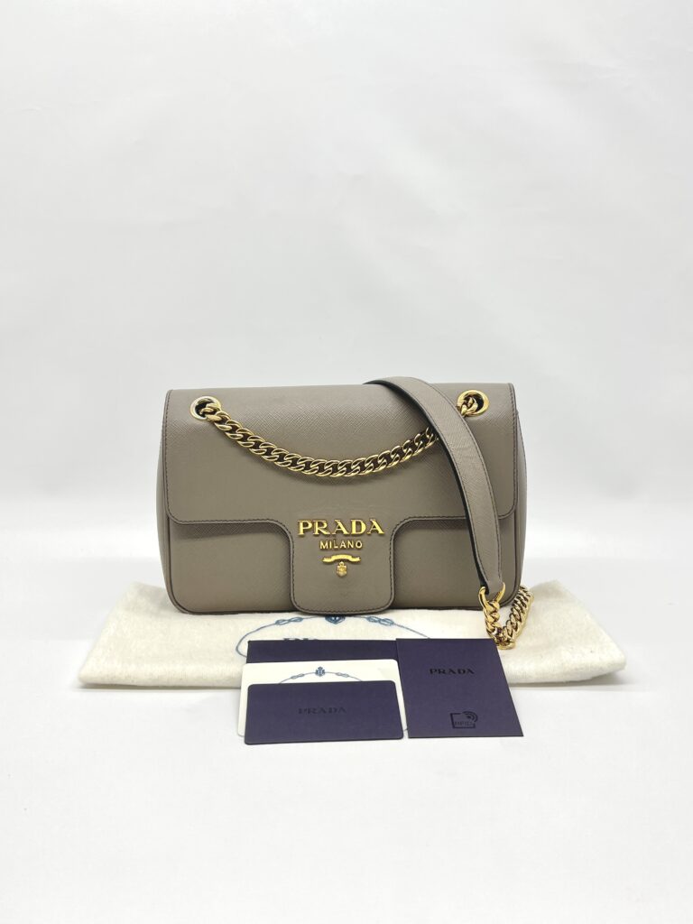 Prada Pattina Saffiano Argilla GHW