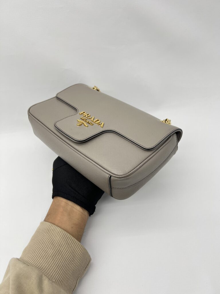 Prada Pattina Saffiano Argilla GHW