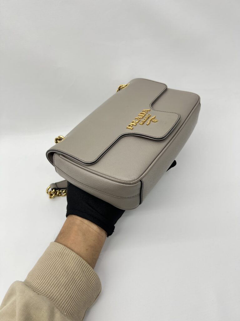 Prada Pattina Saffiano Argilla GHW