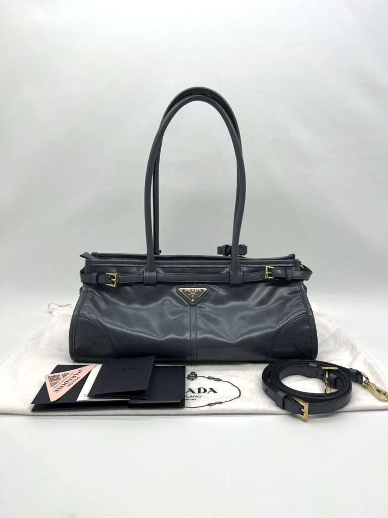 Prada Bonnie Medium In Pelle Soft Lux Avio GHW