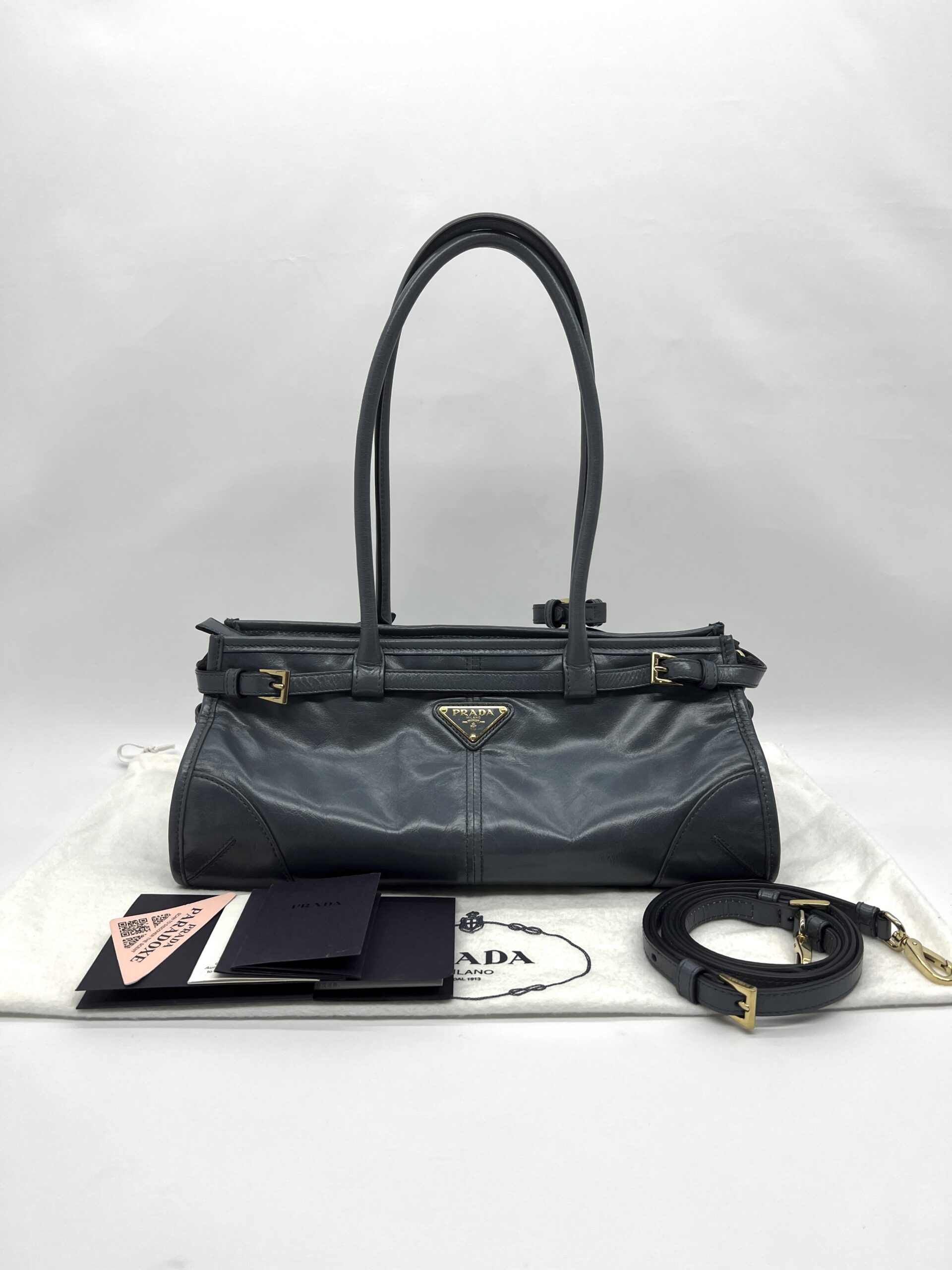 Prada Bonnie Medium In Pelle Soft Lux Avio GHW