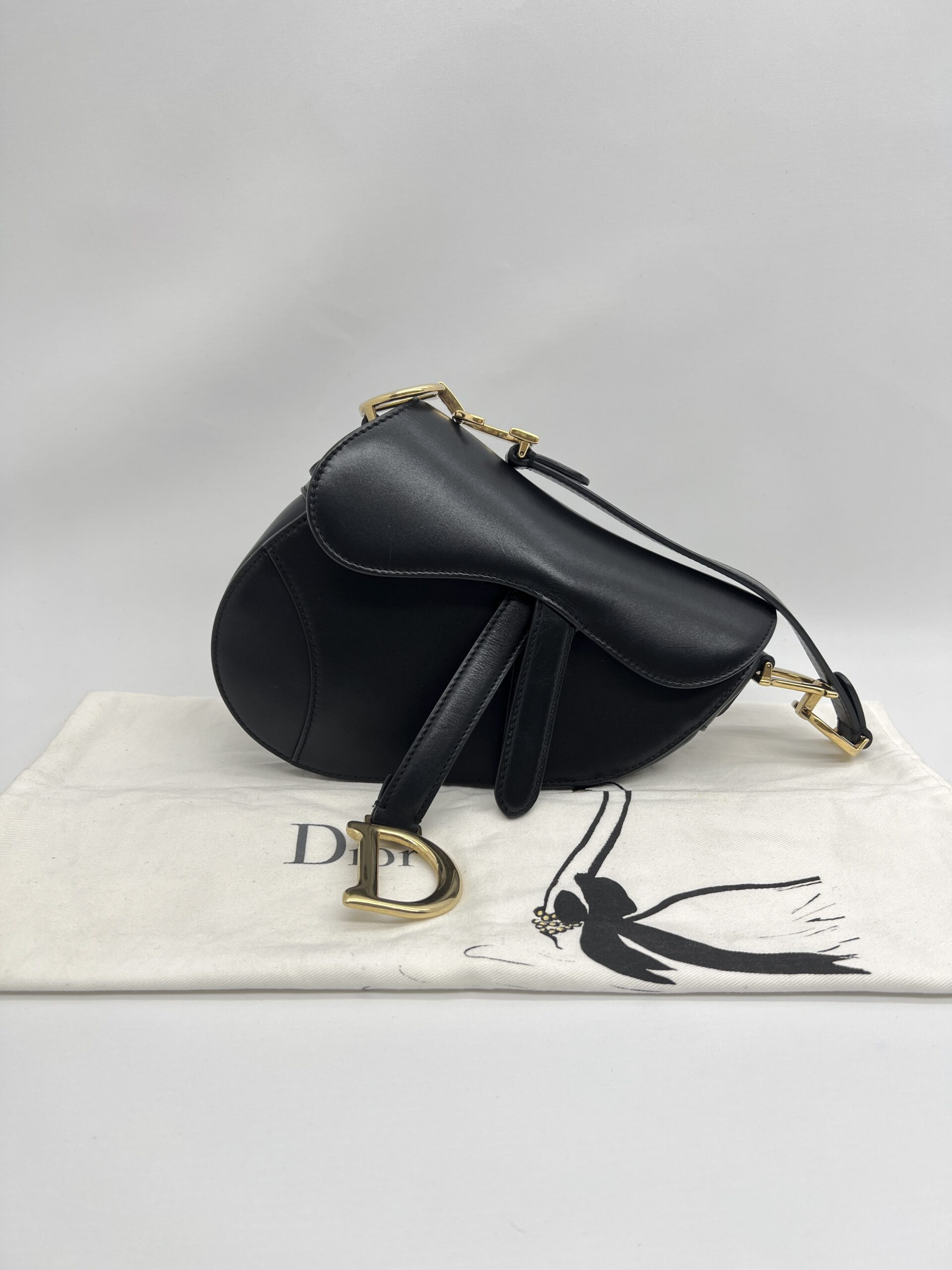 Dior Mini Saddle Smooth Black GHW