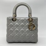 Dior Lady Dior Medium Lambskin Grey GHW