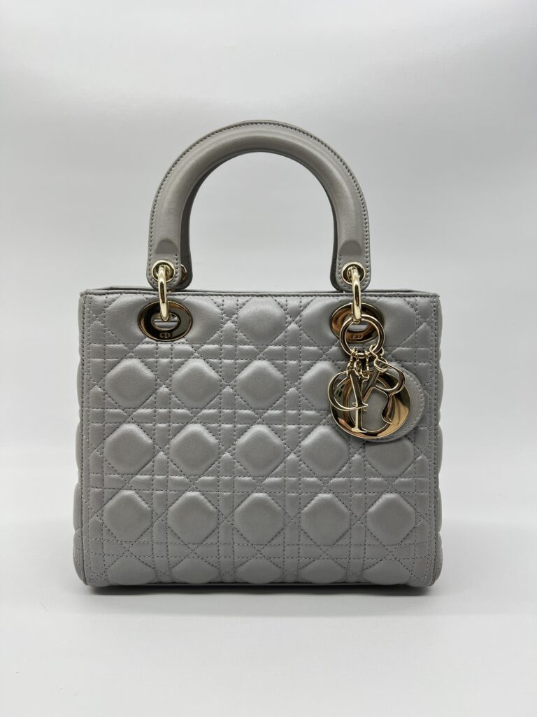 Dior Lady Dior Medium Lambskin Grey GHW