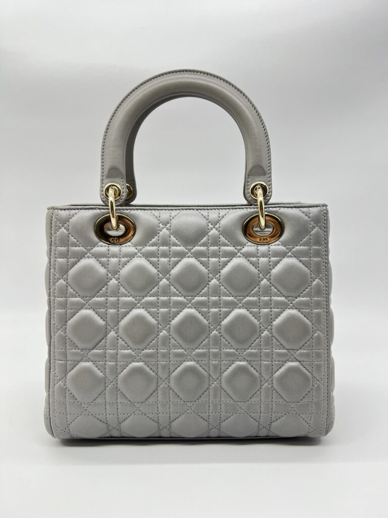 Dior Lady Dior Medium Lambskin Grey GHW