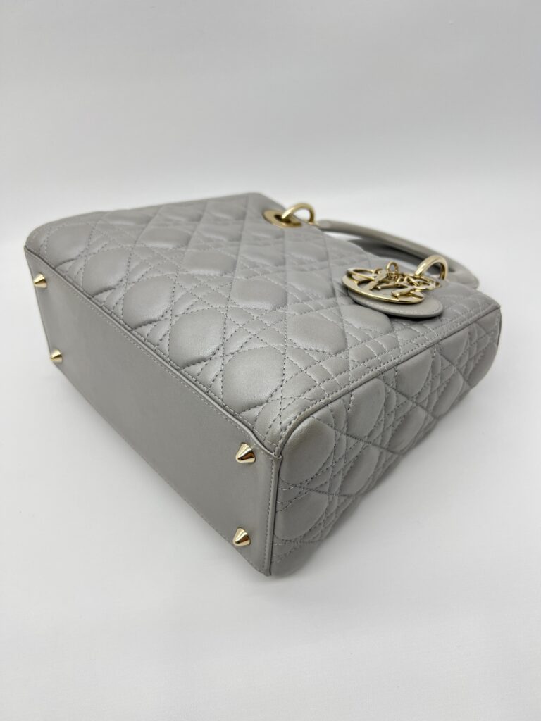 Dior Lady Dior Medium Lambskin Grey GHW