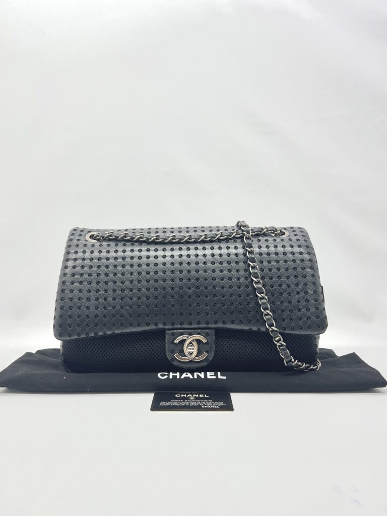 Chanel Perforated Flap Lambskin Mesh Black RHW