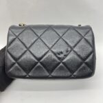 Chanel Mini Square Pearl Flap Bag Lambskin Black GHW