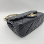Chanel Mini Square Pearl Flap Bag Lambskin Black GHW