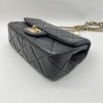 Chanel Mini Square Pearl Flap Bag Lambskin Black GHW