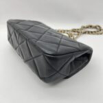 Chanel Mini Square Pearl Flap Bag Lambskin Black GHW