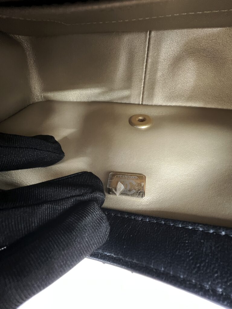 Chanel Mini Square Pearl Flap Bag Lambskin Black GHW