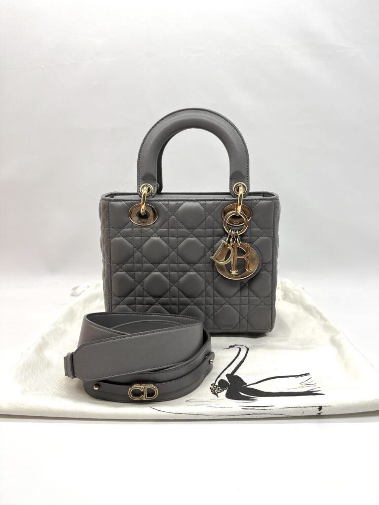 Dior Lady Dior Small Lambskin Grey GHW
