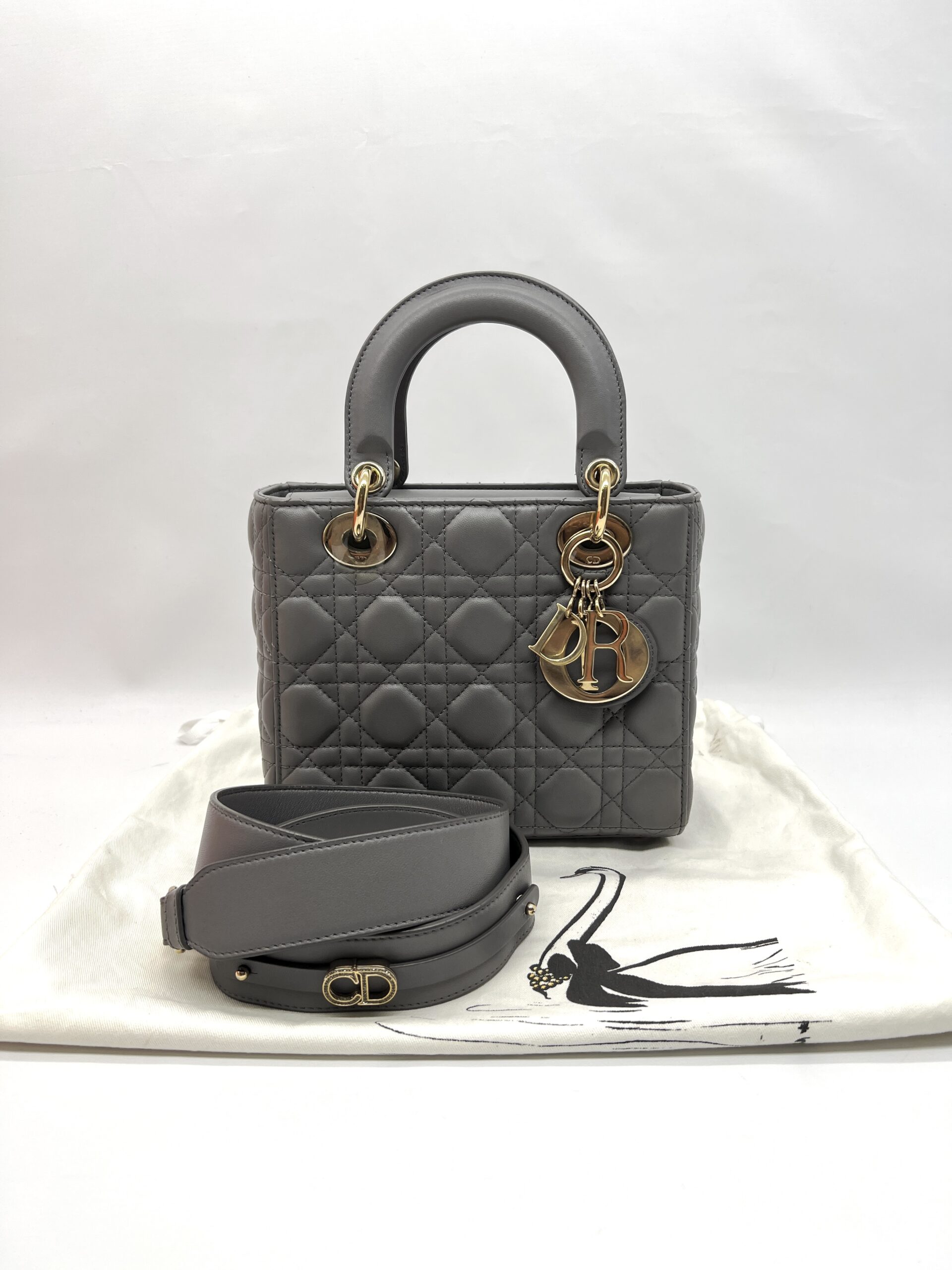 Dior Lady Dior Small Lambskin Grey GHW