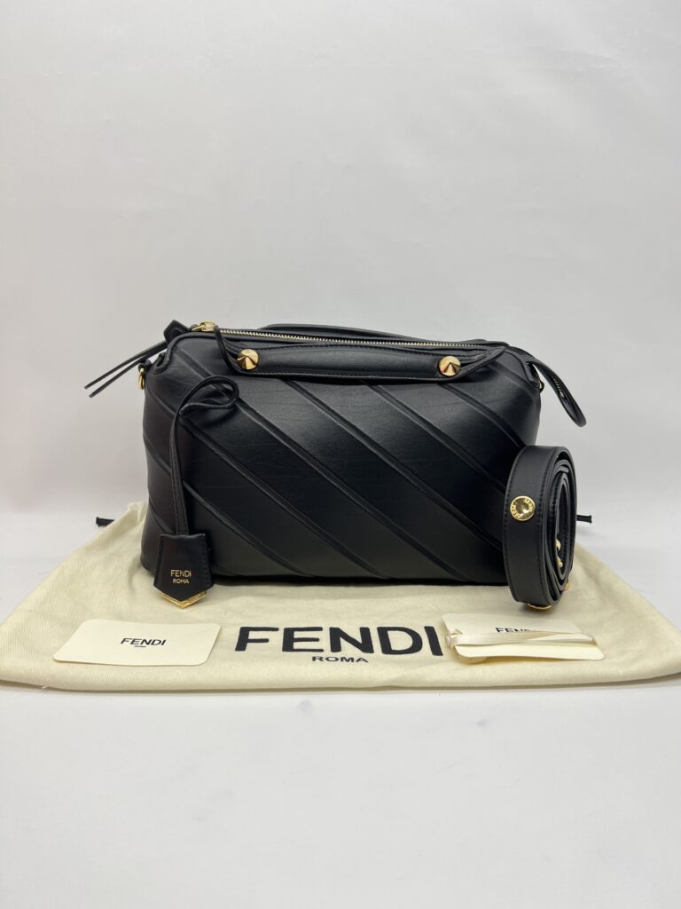 Fendi By The Way Medium Stripe Embossed Black GHW