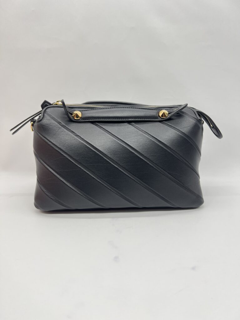 Fendi By The Way Medium Stripe Embossed Black GHW