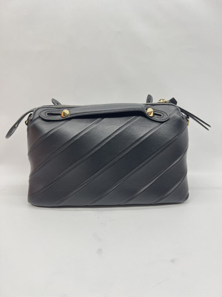 Fendi By The Way Medium Stripe Embossed Black GHW