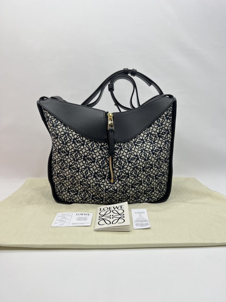 Loewe Small Hammock Bag Navy Anagram Black GHW
