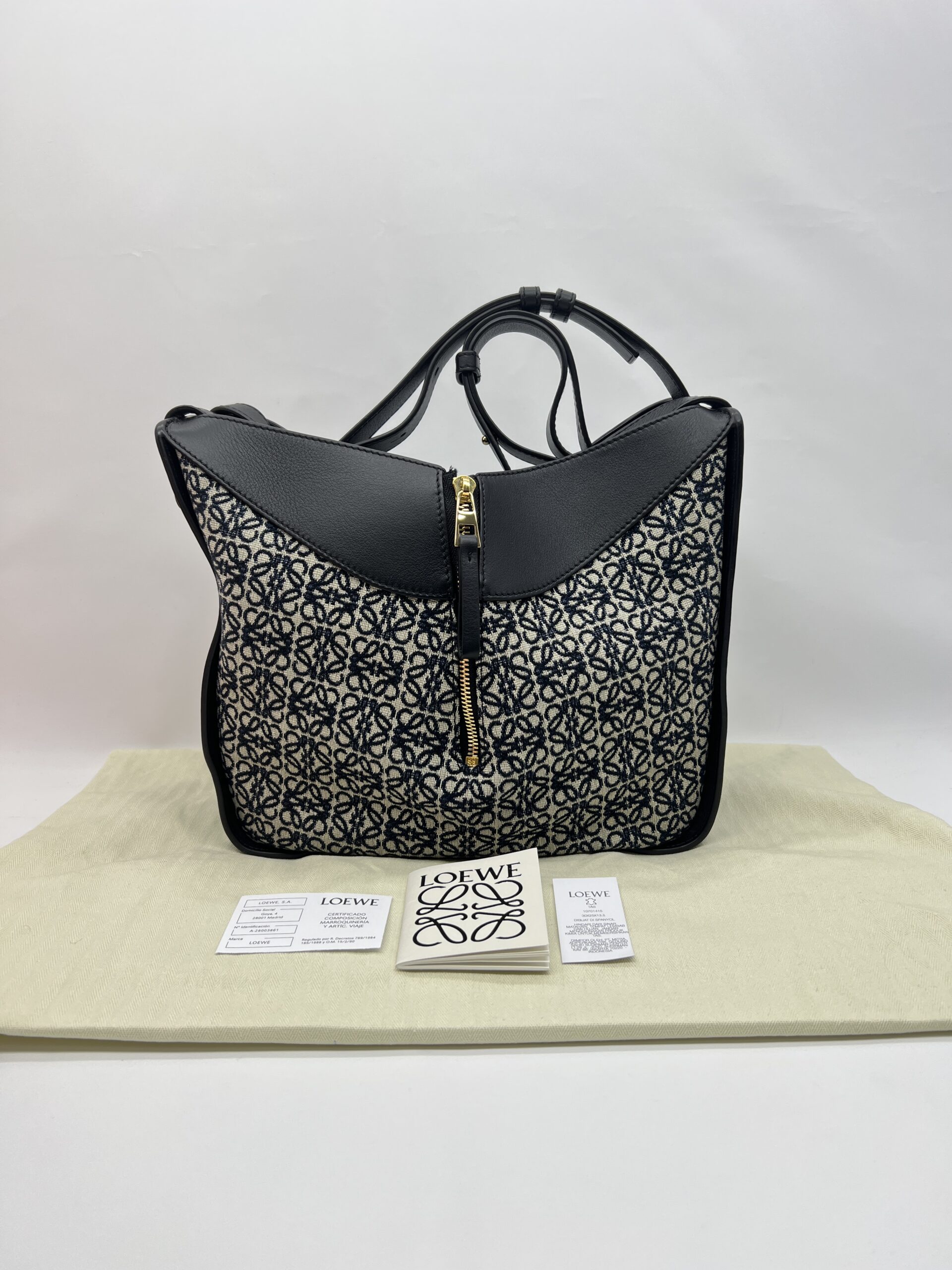 Loewe Small Hammock Bag Navy Anagram Black GHW