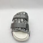 Dior D-Wander Slides Oblique Nylon Grey Stone