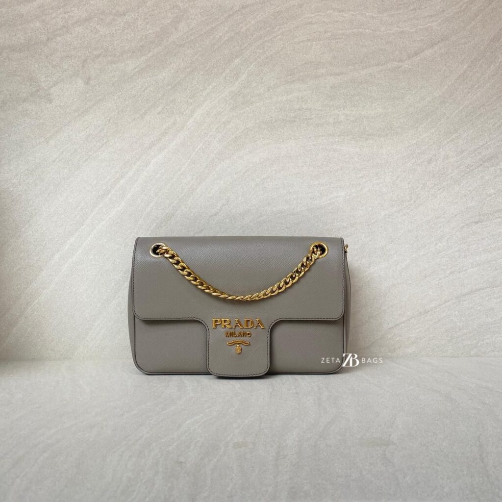 Prada Pattina Saffiano Argilla GHW