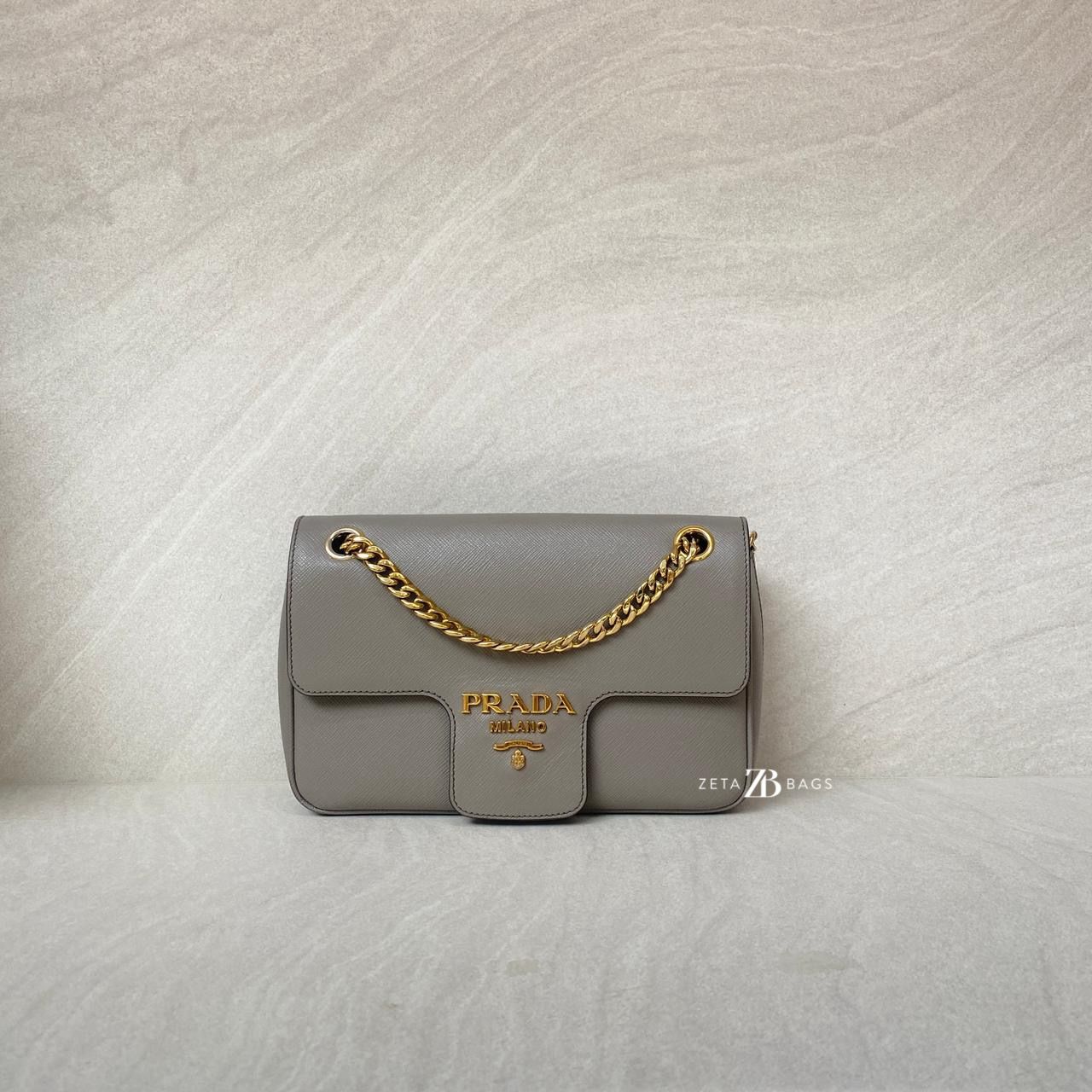 Prada Pattina Saffiano Argilla GHW