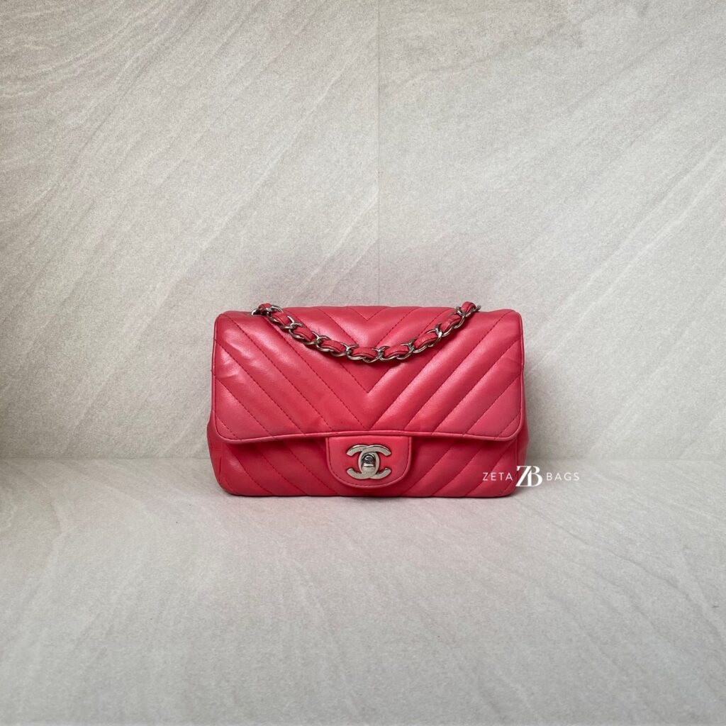 Chanel Mini Rectangle Chevron Pink SHW