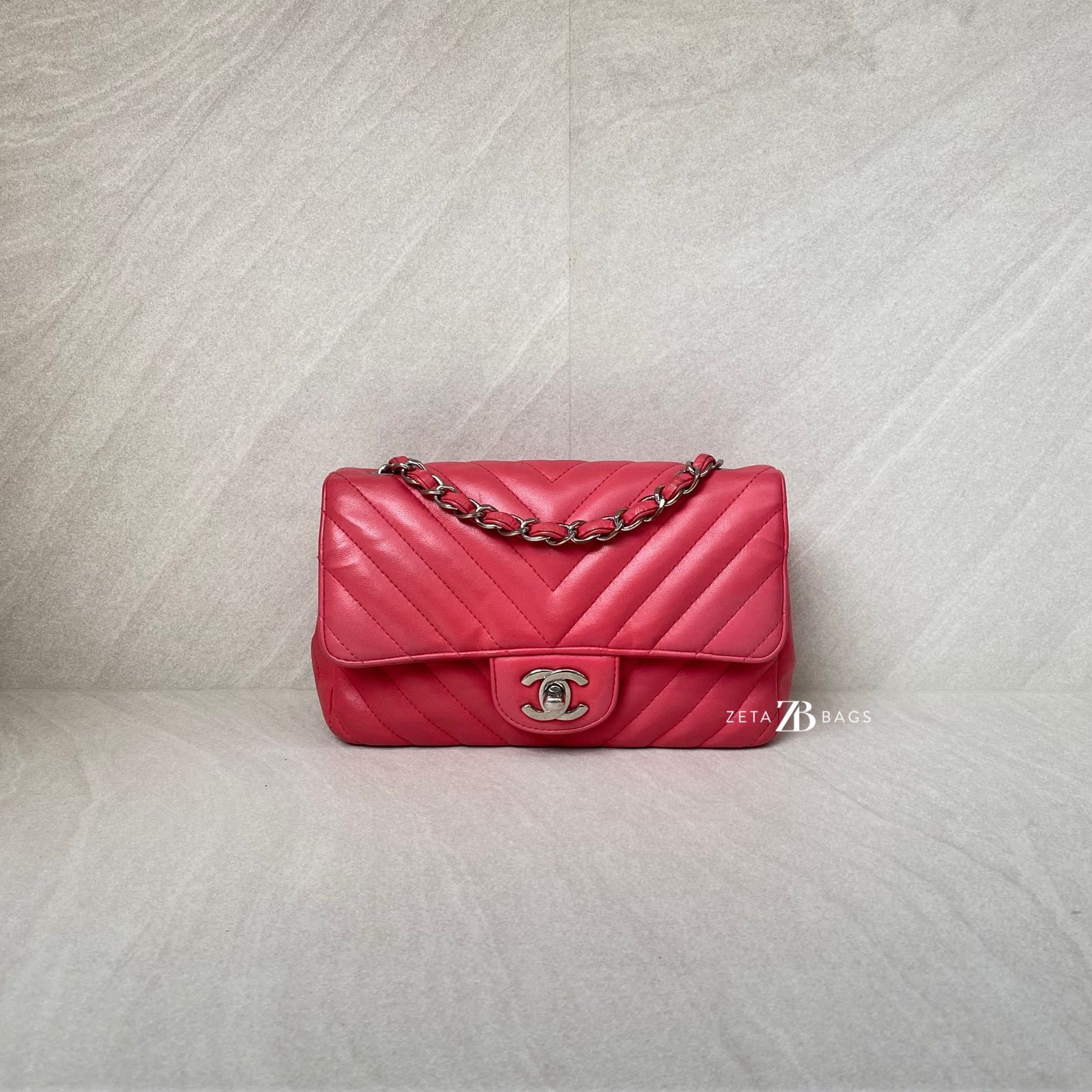 Chanel Mini Rectangle Chevron Pink SHW