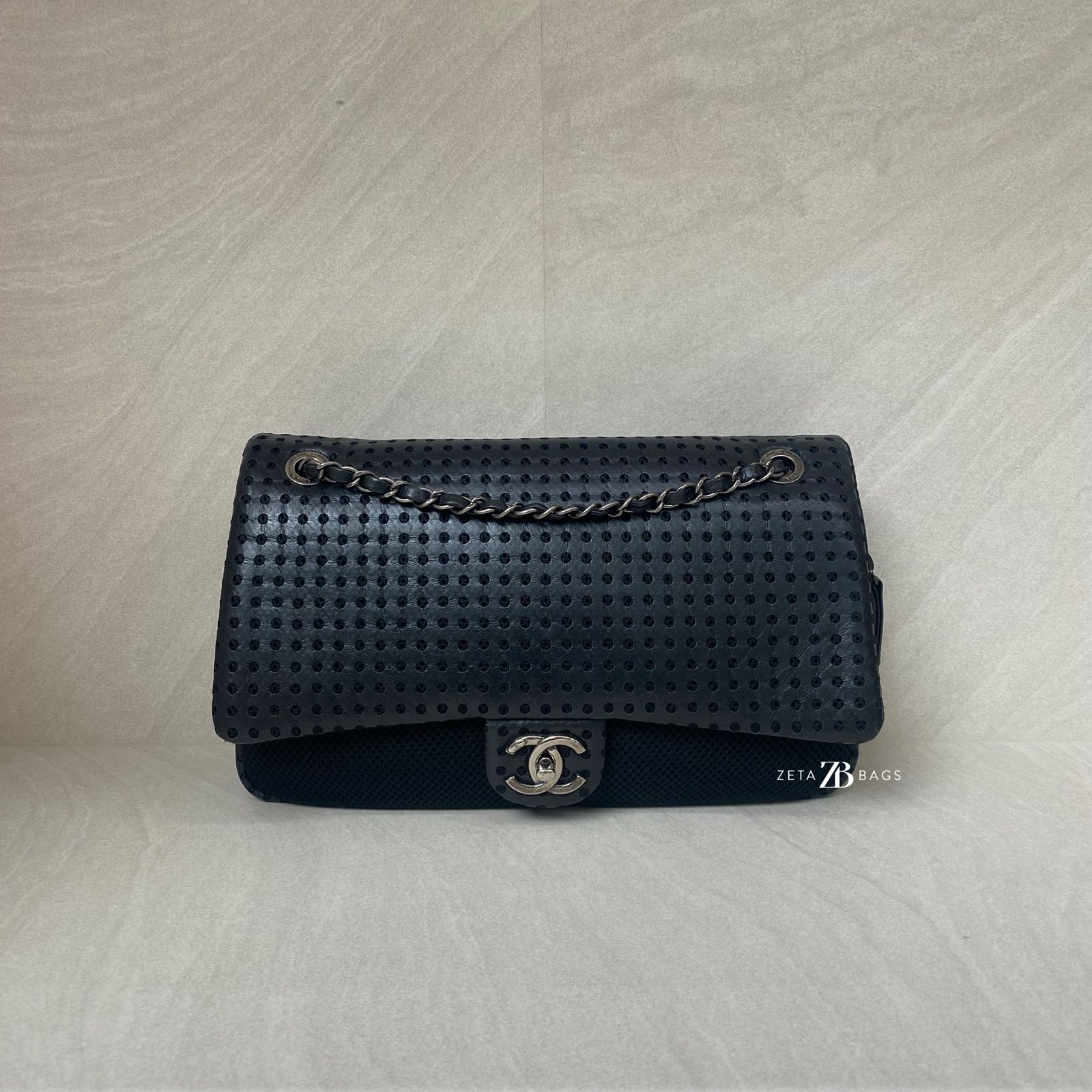 Chanel Perforated Flap Lambskin Mesh Black RHW