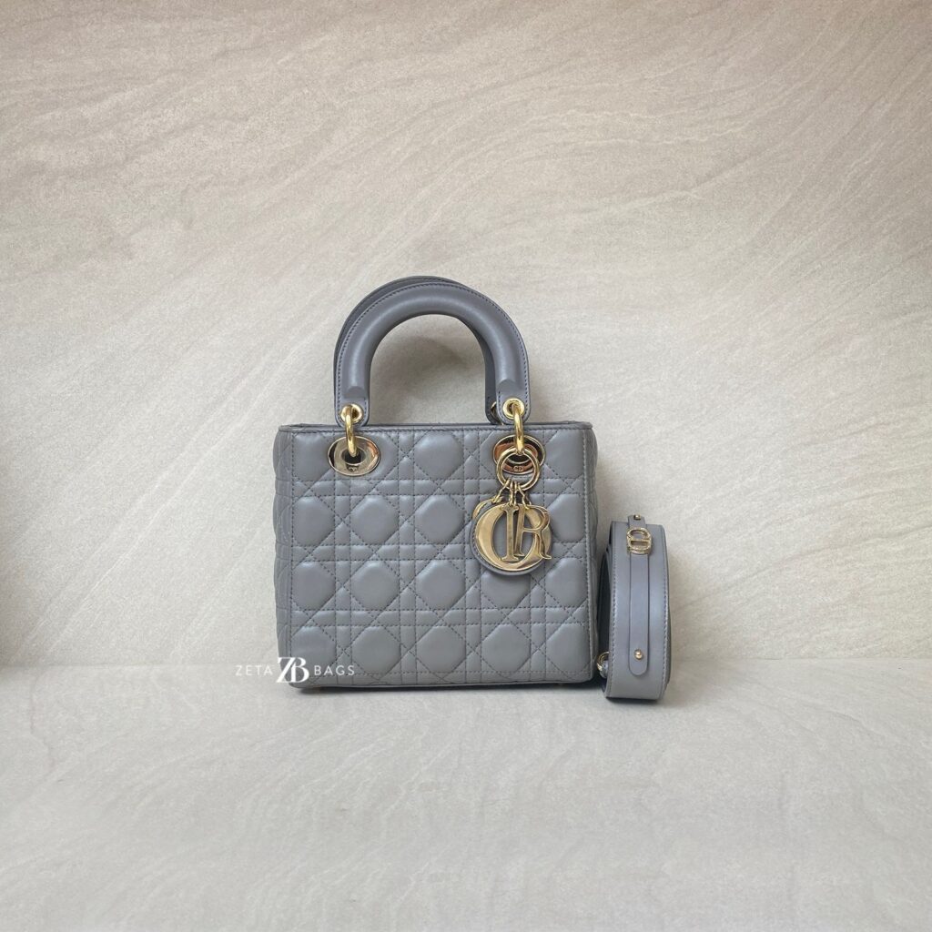 Dior Lady Dior Small Lambskin Grey GHW
