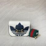 Gucci Horsebit Mini Bag X Adidas Leather White Black GHW